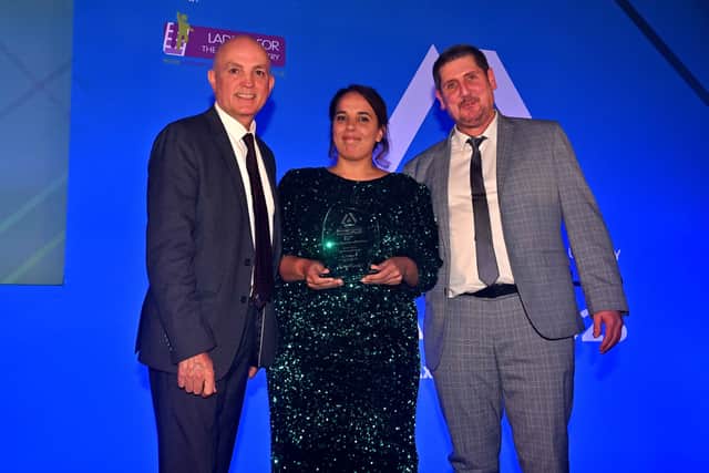 Marston's receive the award on stage at Walsall FC