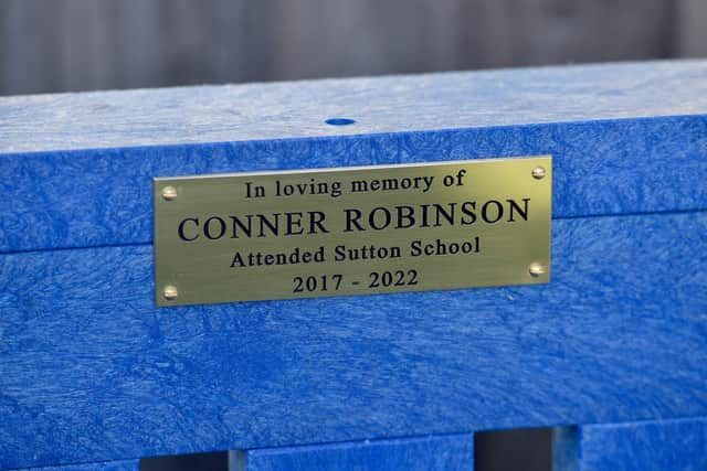 The bench was in memory of former pupil Conner Robinson