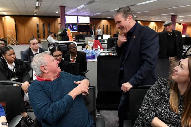 Pensioner Tony Whitehouse presses his points to Sir Keir after the question-and-answer session