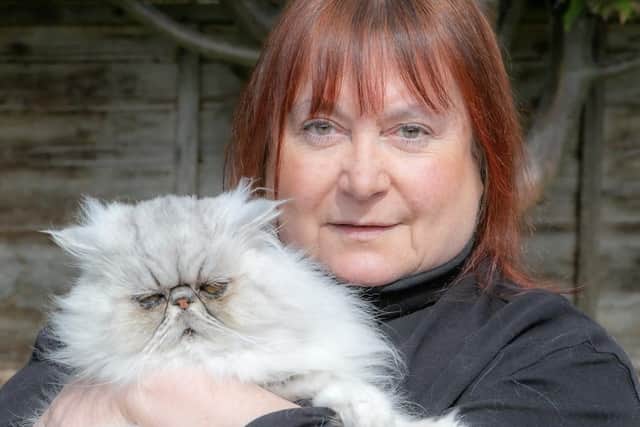 Carol Lake with her cat Reggie