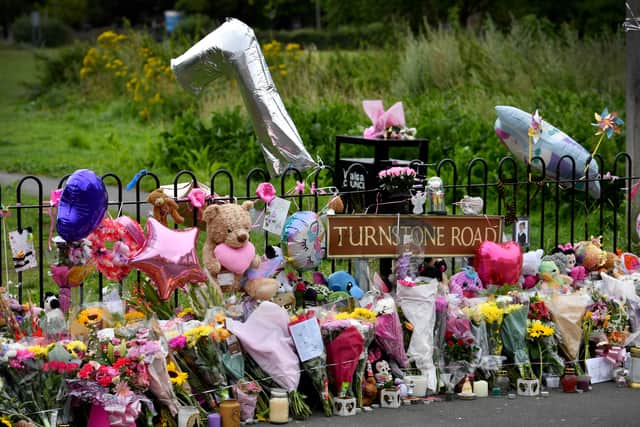 The amount of floral tributes grow at Turnstone Road, Bloxwich, where seven year old Katnis Seleznev was killed by a fourteen year old on a motorbike
