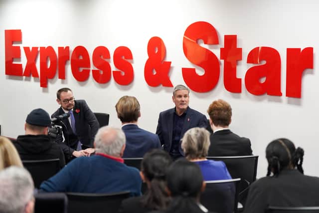 Sir Keir Starmer answering questions from Express & Star readers at the Wolverhampton offices on Queen Street