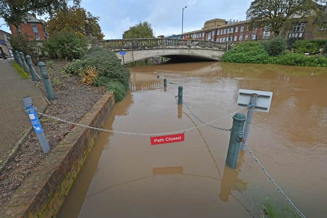 Flooding in Victoria Park, Stafford. Photo: Tim Sturgess. 