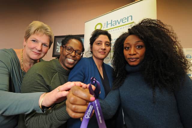 Beverley Knight during her 2018 visit at The Haven, Wolverhampton, with co-chair Stephanie Harris, co-chair Andrea Spence-Ferguson, and chief executive Popinder Kaur
