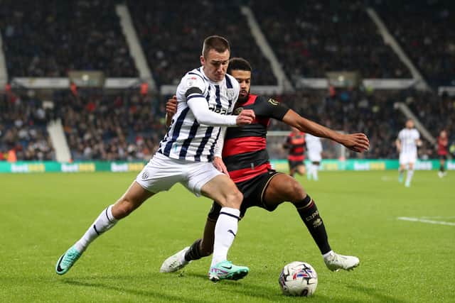 Jed Wallace tries to get the better of Jake Clarke-Salter (Photo by Adam Fradgley/West Bromwich Albion FC via Getty Images).
