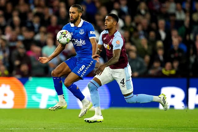 Everton's Dominic Calvert-Lewin (left) and Aston Villa's Ezri Konsa