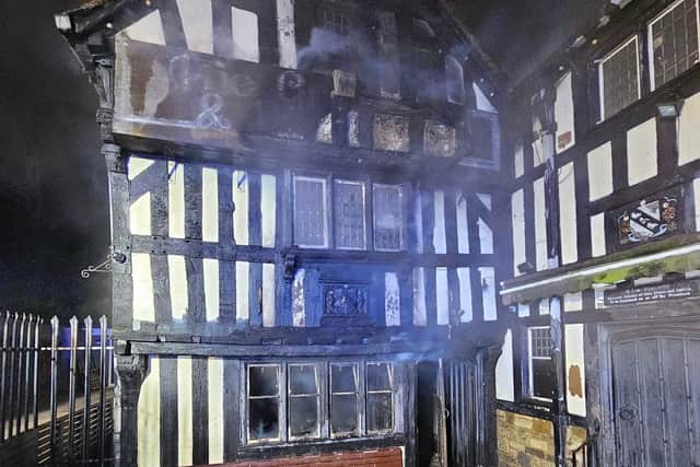 Fire damage outside the Greyhound and Punchbowl. Photo: Chris Green