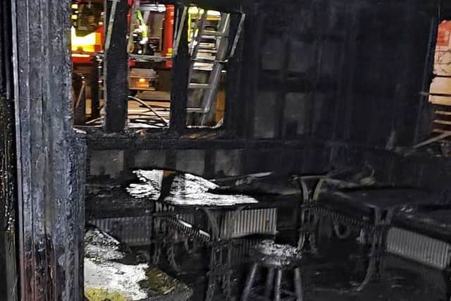 Fire damage inside the Greyhound and Punchbowl. Photo: Chris Green