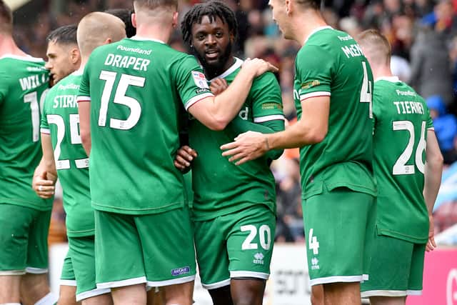 Aramide Oteh celebrates his goal