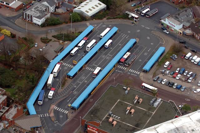 An aerial view of Dudley Bus Station taken in 2014.