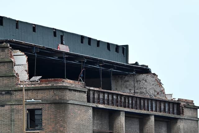 More of the roof has been removed as part of the demolition work