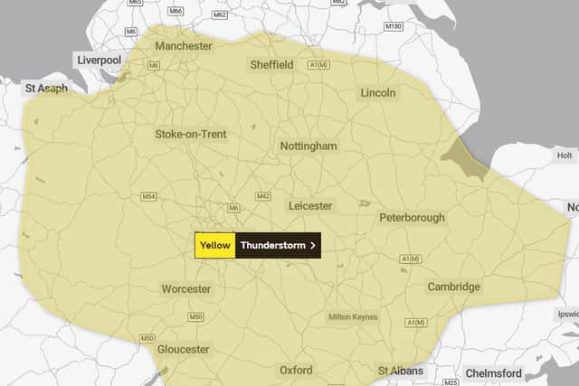 The yellow warning is in place for a large part of the country. Photo: Met Office