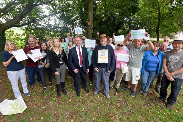 A protest at Holbeache Lane in Kingswinford in 2021