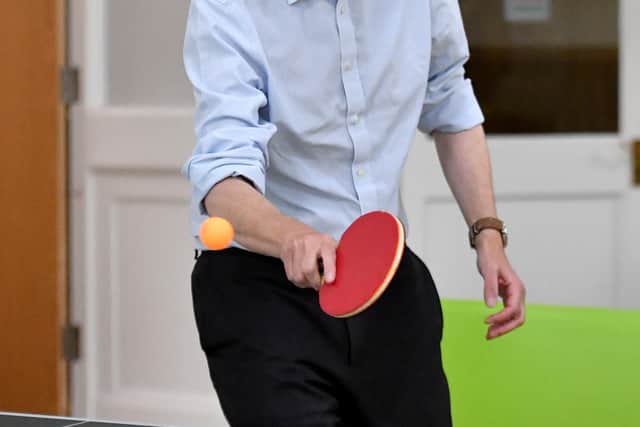 Sir Gavin Williamson tries his hand at table tennis
