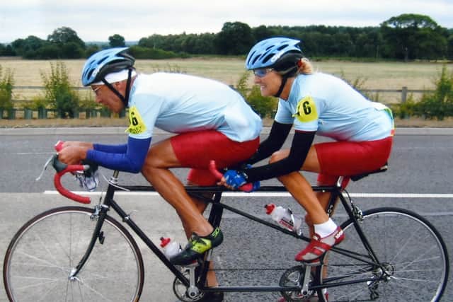 The couple on their tandem in about 2007.