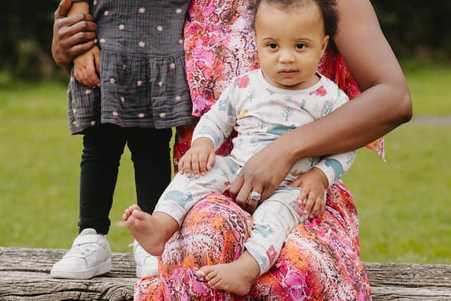 Crystal with her two children: three-year-old Celina and 11-month-old Christian