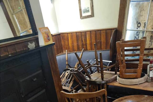 Damage caused by a break in at the pub in June