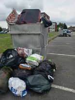 Uncollected rubbish piling up on St Mark's Road, Tipton