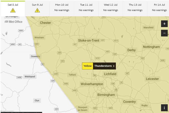 Met Office issues yellow weather warning for thunderstorms until ...