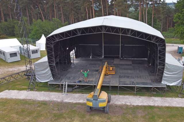 Rob Lamb is pictured on the big stage, which will be graced by the likes of Madness and Jack Savoretti