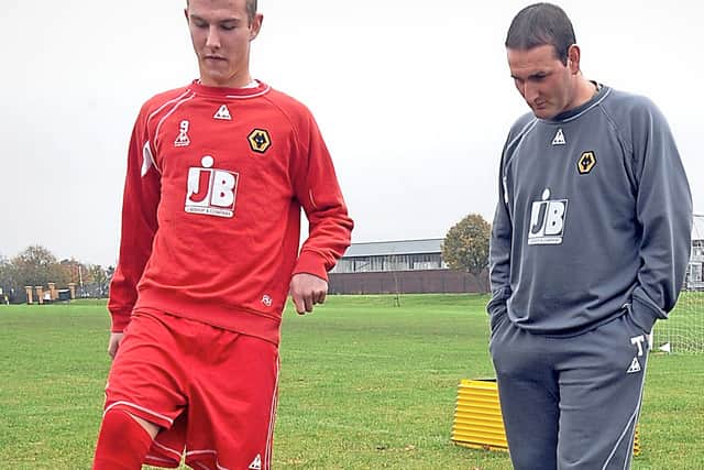 Winnall in training with then academy manager, Kevin Thelwell
