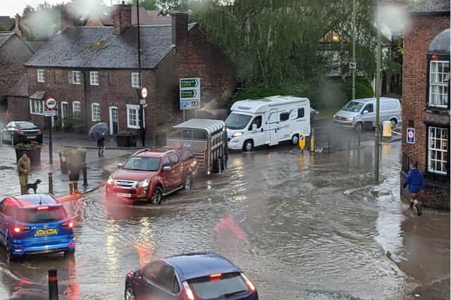 Flash flooding in Much Wenlock on June 12. Photo: Chris Hall. 