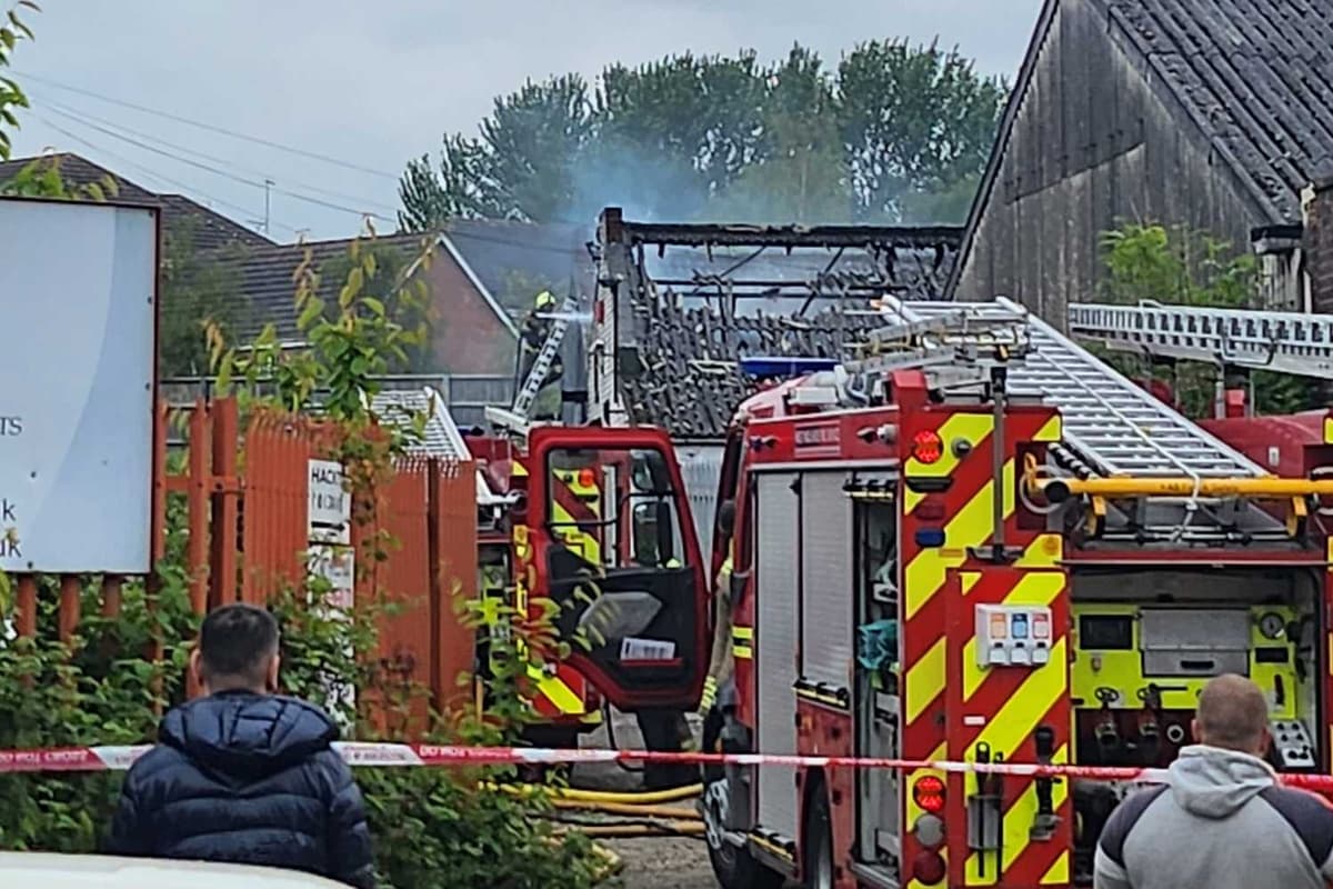 Nepper Fire Crews damping down at scene of Netherton fire