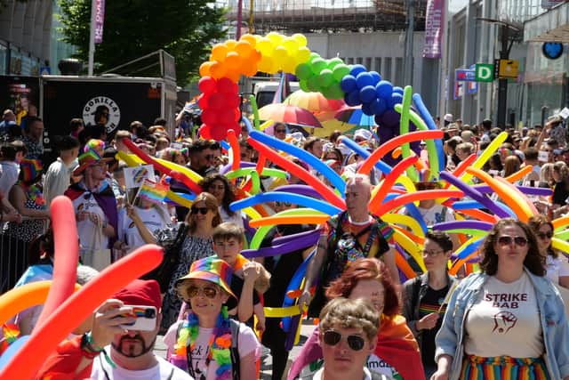 The parade had all the colours of the rainbow as people gathered together. Photo: Adam Yosef