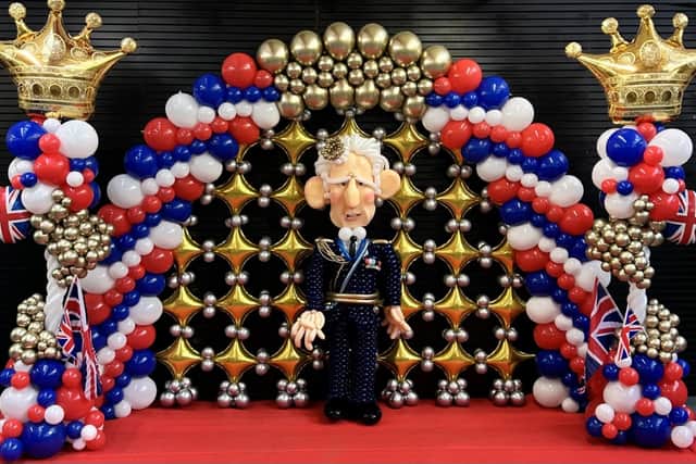 The balloon display in Walsall celebrates the upcoming Coronation of King Charles.
