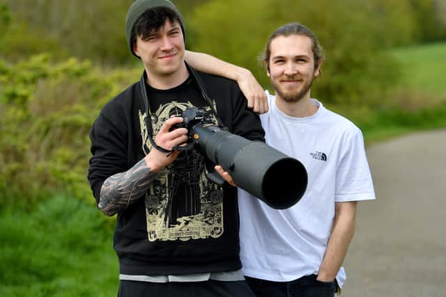 Matt Kirby and Dan Munn, who are on the lookout for parakeets around Beacon Hill, Sedgley.