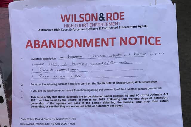 The abandonment notice that was issued to Wendy by the enforcement firm on April 12