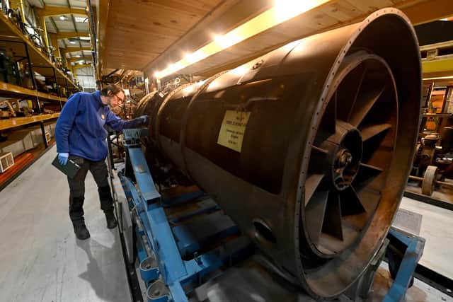 Colin inspects a Frank Whittle designed jet engine