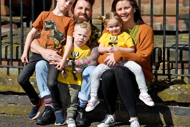 Paul Jones back in Wolverhampton for a few days to spend time with family members cousin Kerry Blunt, and her twins Ethan and Imogen, aged two, and Joseph, aged seven