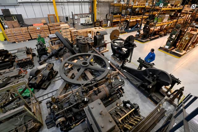 The giant tilt hammer lies in pieces on the collection centre floor