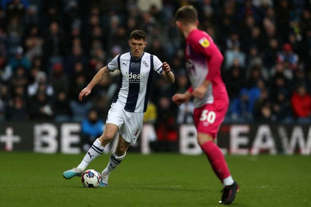 Dara O'Shea on the ball for Albion (Photo by Adam Fradgley/West Bromwich Albion FC via Getty Images).