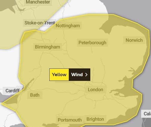 The weather warning has been issued for the region throughout the day. Photo: Met Office