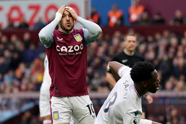 Aston Villa's Emiliano Buendia rues a missed chance