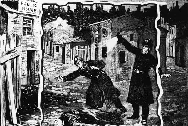 Illustration shows police discovering the body of Catherine Eddowes, late September 1888