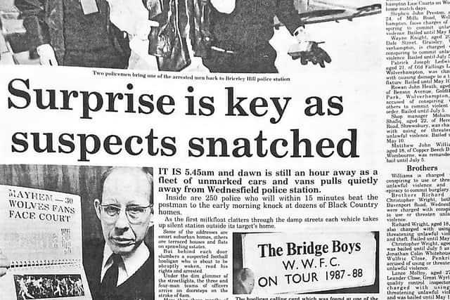 Newspaper headlines as fans are arrested in raids and taken to court