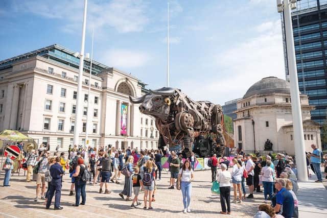 Admirers of the Raging Bull flocked to Birmingham's Centenary Square to admire the star of the Commonwealth Games