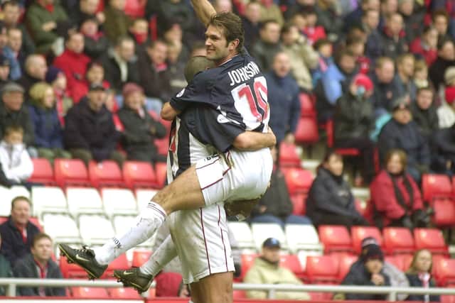 West Brom's Andy Johnson celebrates after scoring against Sunderland