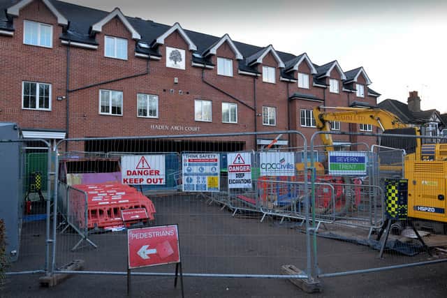 Haden Court Arch has been a building site since the sinkhole collapsed in November