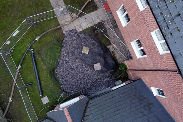 The original site of the sinkhole, which is next to Haden Arch Court