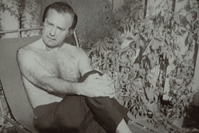 Stonehouse relaxing in his garden in London, after being freed on bail in August, 1975.