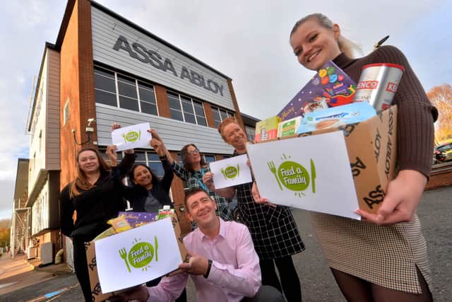 At Assa Abloy in Willenhall are; front, Ian Porter and Hollie Ash, along with Faye Wilcox, Lilly Vadukul, Amy Baldwin and Sam Howell
