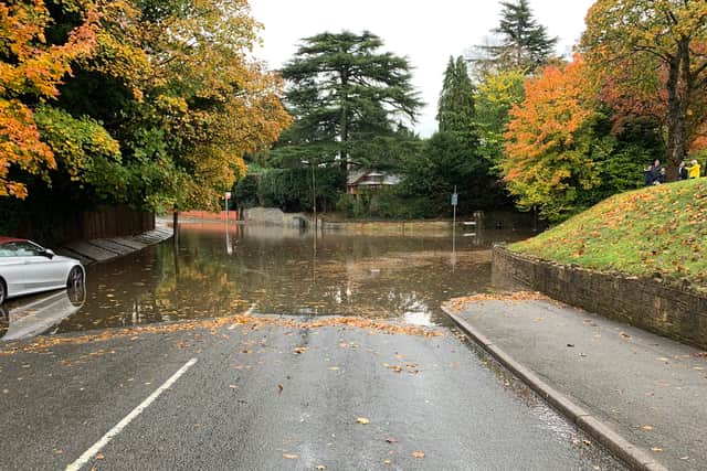 A vehicle was rescued from this flooding at Old Ham Lane and Wollescote Road. Photo: West Midlands Fire Service