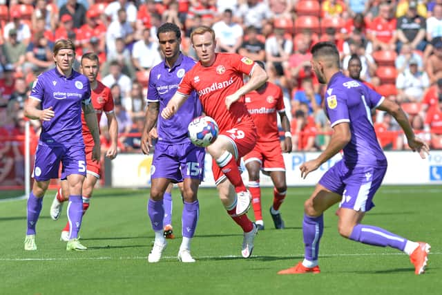 Walsall striker Danny Johnson in action against Stevenage