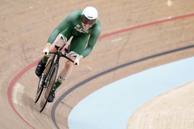 Great Britain's Hayden Norris in the Men's 1km Time Trial Qualification during day two of the Tissot UCI Track Nations Cup 2022 at the Sir Chris Hoy Velodrome, Glasgow. Picture date: Friday April 22, 2022..