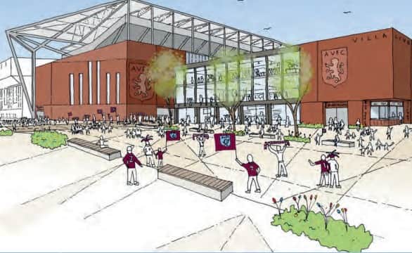 Artist impressions of the new stand and Villa Live at Villa Park (Credit - AVFC)