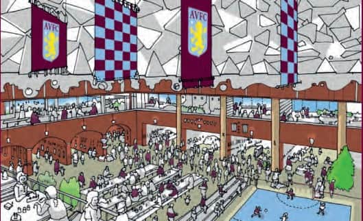 Artist impressions of the new stand and Villa Live at Villa Park (Credit - AVFC)